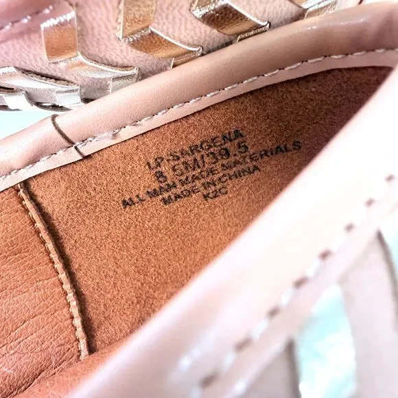 NWOT Lucky Brand Women 8.5 Sargena Ballet Flat Nude Blush Gold Metallic Chevron - Picture 10 of 10